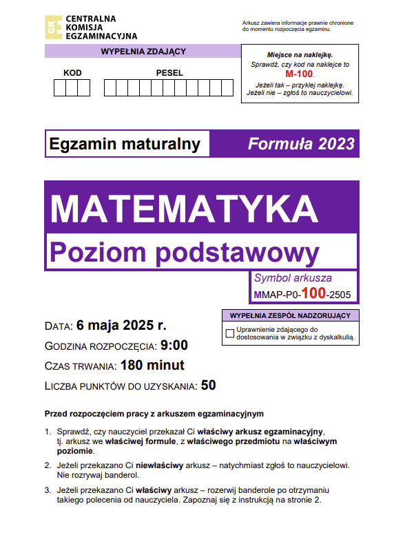 Jak wygląda arkusz maturalny z matematyki