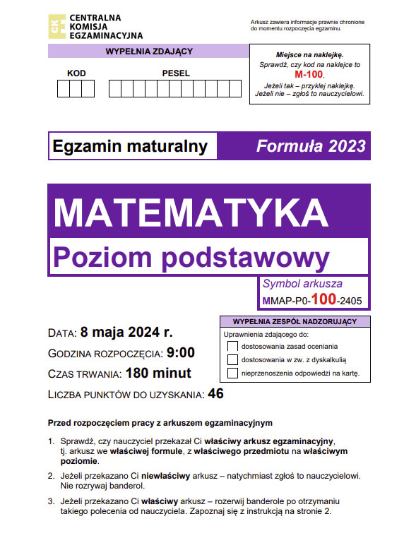 Jak będzie wyglądał arkusz egzaminacyjny z matematyki w 2025 roku