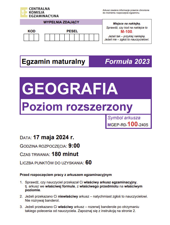 Jak będzie wyglądał arkusz maturalny z geografii w 2025 roku