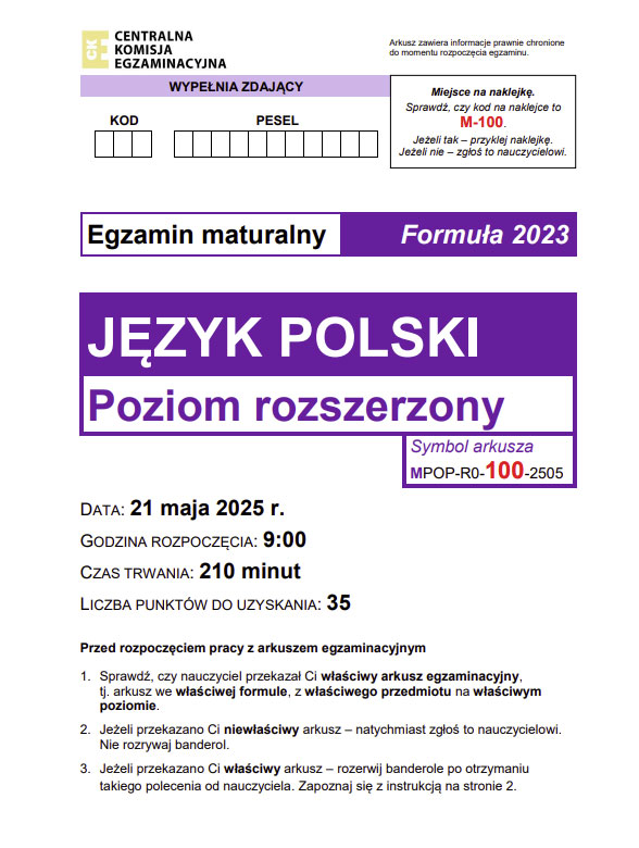 Jak będzie wyglądał arkusz maturalny z języka polskiego na poziomie rozszerzonym