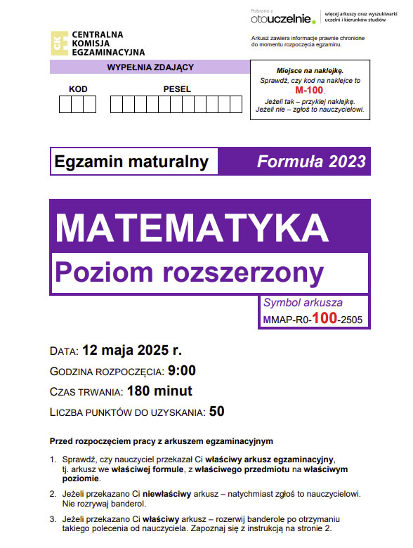 Jak wygląda arkusz maturalny z matematyki