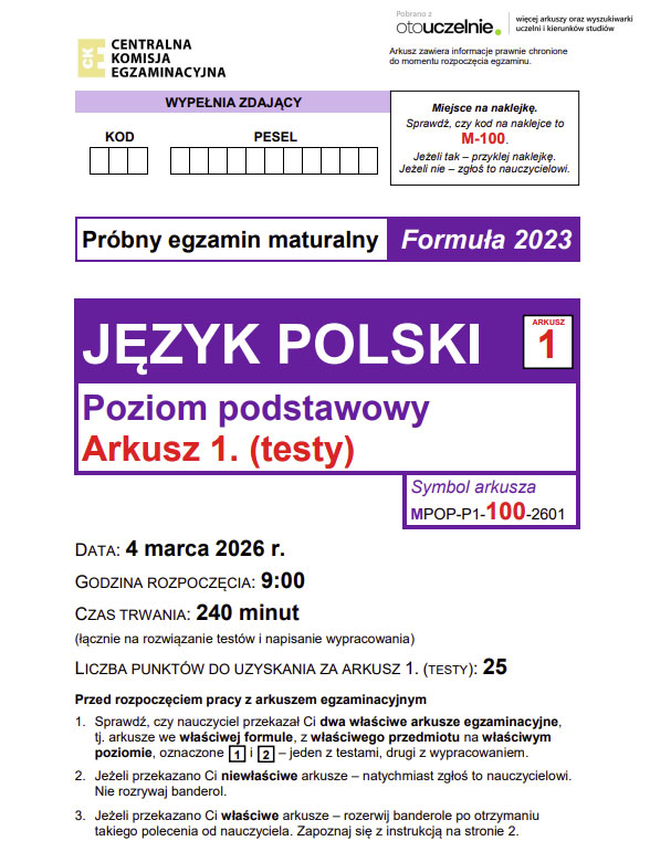 Jak będzie wyglądał arkusz maturalny z języka polskiego