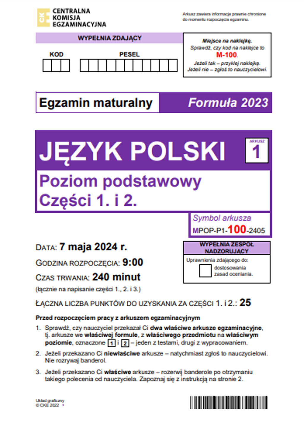 Matura z języka polskiego 2024 - arkusz CKE